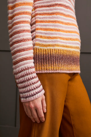 YARN STRIPE TURTLENECK SWEATER-Bordeaux