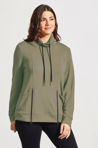 FUNNEL NECK TOP WITH POCKETS-Aloe