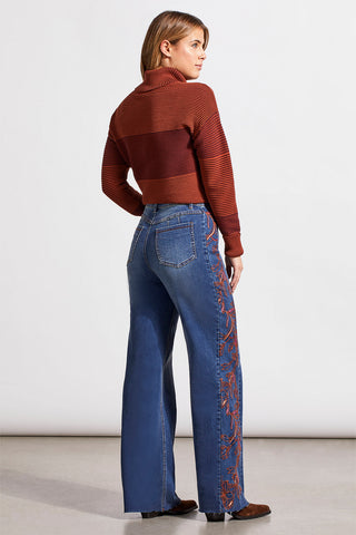 BROOKE HIGH RISE JEANS WITH SIDE EMBROIDERY-Bluewash