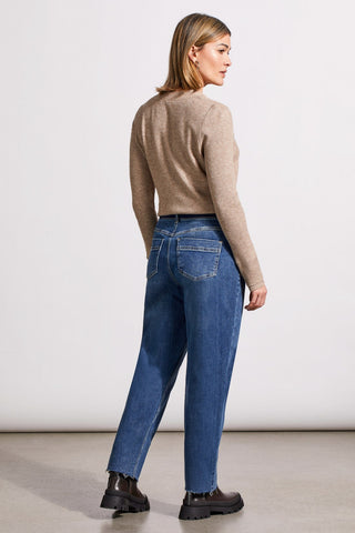 alt view 4 - AUDREY GIRLFRIEND STRAIGHT ANKLE JEANS WITH CONTRAST WAISTBAND-Soft indigo