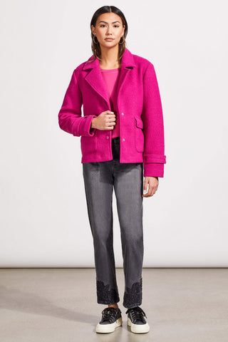 alt view 2 - BOILED WOOL PEACOAT-Deep magenta