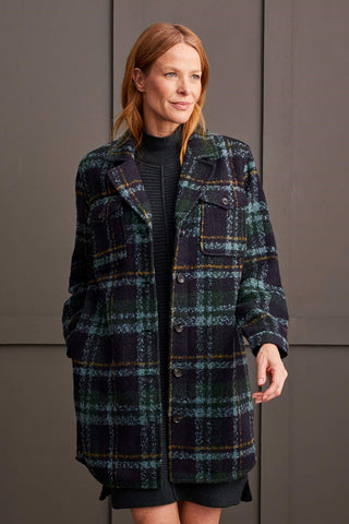 alt view 1 - BOUCLE PLAID JACKET WITH NOTCH COLLAR-Alpine green