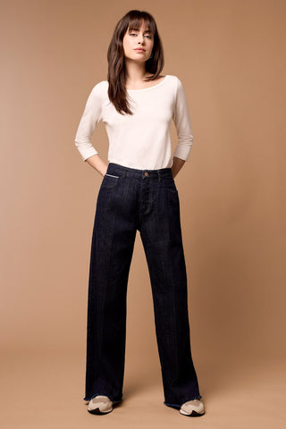 alt view 1 - BROOKE HIGH RISE WIDE TROUSER JEANS-Rinse