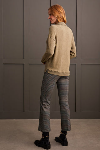 alt view 2 - BRUSHED KNIT COLLARED TOP WITH RIB COMBO-Aloe