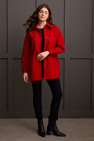 alt view 1 - BUTTON-UP COAT WITH BLANKET STITCHING-Scarlet