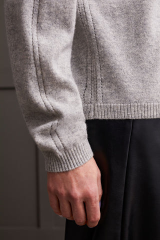 CASHMERE SWEATER WITH POINTELLE DETAIL-Grey mix