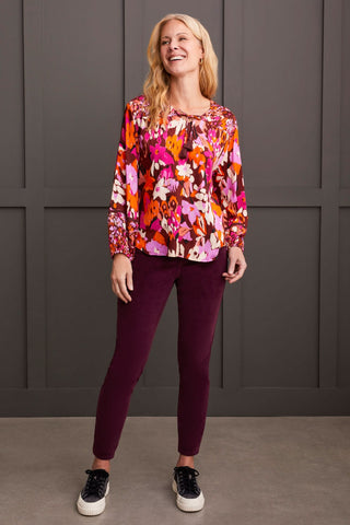 alt view 2 - COMBO PRINT CHALLIS BLOUSE-Rum