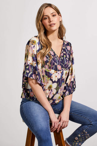 alt view 3 - COMBO PRINT CHALLIS BLOUSE WITH FLOWY SLEEVES-Nightfall