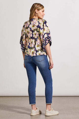 alt view 4 - COMBO PRINT CHALLIS BLOUSE WITH FLOWY SLEEVES-Nightfall