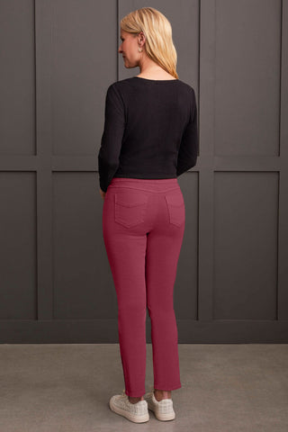 COMFORT STRETCH PULL-ON ANKLE PANT-Bordeaux