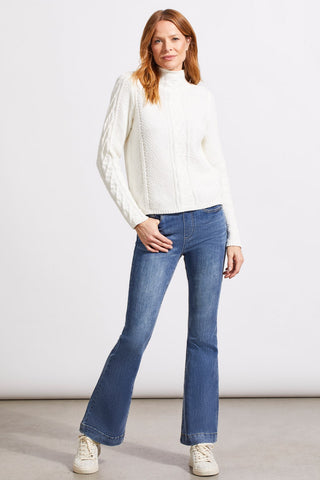 alt view 3 - COTTON FUNNEL NECK SWEATER WITH SPECIAL WASH-Eggshell