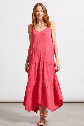 alt view 1 - COTTON HANDKERCHIEF MAXI DRESS WITH ADJUSTABLE STRAPS-Party punch