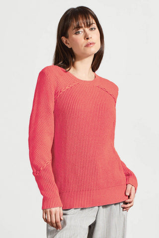 alt view 1 - CREW NECK SWEATER WITH LACE-UP DETAIL-Azalea