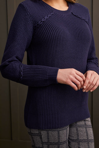 alt view 2 - CREW NECK SWEATER WITH LACE-UP DETAIL-Sapphire