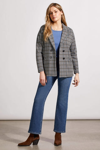 alt view 1 - DOUBLE-BREASTED KNIT BLAZER-Periblue