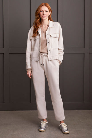 alt view 1 - FAUX SUEDE PANTS WITH CUFFS-Eggshell