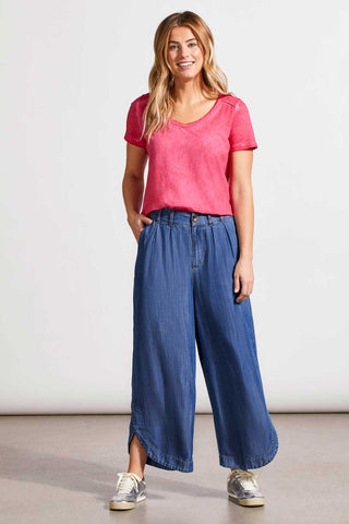 alt view 1 - FLOWY PLEATED PANT WITH TULIP HEM-Dk. chambray