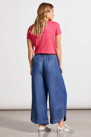 alt view 3 - FLOWY PLEATED PANT WITH TULIP HEM-Dk. chambray