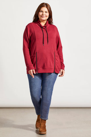 FUNNEL NECK TOP WITH POCKETS-Bordeaux