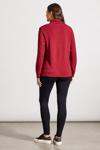 alt view 3 - FUNNEL NECK TOP WITH POCKETS-Bordeaux