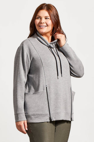 FUNNEL NECK TOP WITH POCKETS-Grey mix