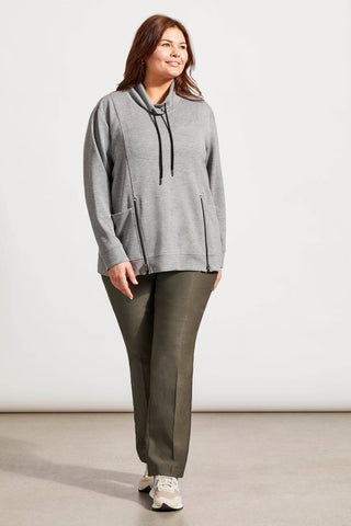 FUNNEL NECK TOP WITH POCKETS-Grey mix