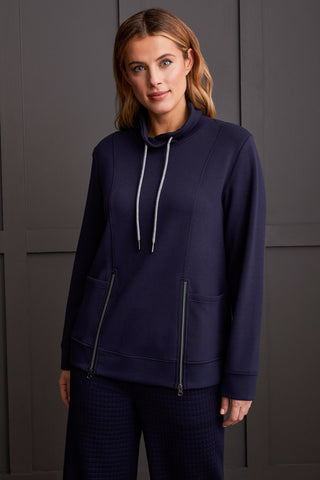 alt view 1 - FUNNEL NECK TOP WITH POCKETS-Night sky