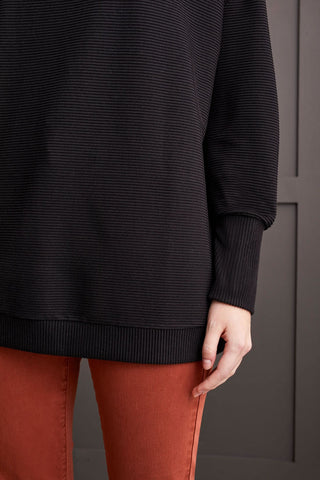 alt view 3 - FUNNEL NECK TUNIC-Black