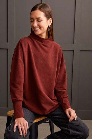 alt view 2 - FUNNEL NECK TUNIC-H rum