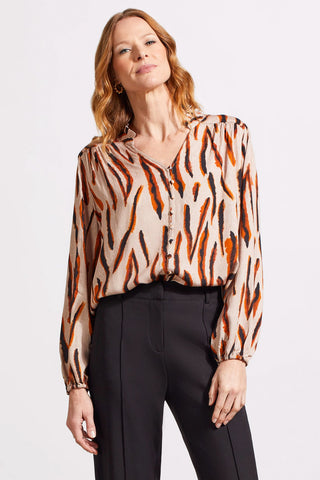 alt view 4 - JACQUARD CHALLIS BUTTON-UP BLOUSE-Dkdesert