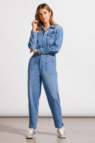 alt view 4 - LIGHTWEIGHT DENIM JUMPSUIT WITH POCKETS-Sky blue