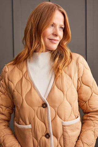 alt view 2 - LIGHTWEIGHT QUILTED PUFFER JACKET-Tan