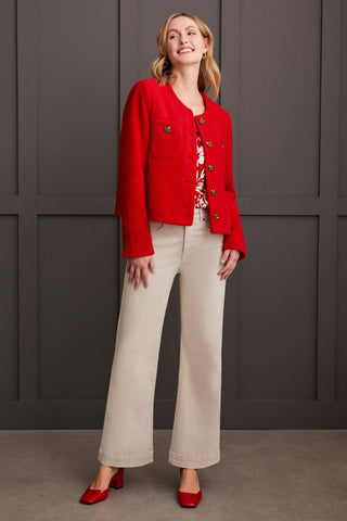 alt view 1 - LINED BUTTON-UP JACKET-Scarlet