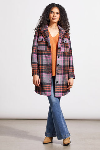 alt view 1 - LONG PLAID SHACKET-Burntorange