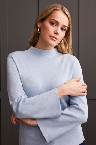 alt view 1 - LONG SLEEVE FUNNEL NECK SWEATER-H.glacier