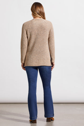 alt view 2 - MOCK NECK HEATHERED KNIT SWEATER WITH SIDE SLITS-Nutshell