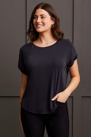 alt view 1 - MODAL JERSEY CREW NECK TOP-Black