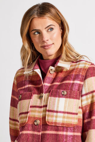 alt view 2 - PLAID SHACKET WITH CHEST POCKET-Cappuccino