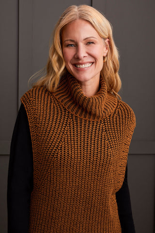 alt view 2 - PLAITED COWL NECK SWEATER-Walnut