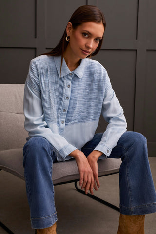 alt view 1 - POP-OVER DENIM TUNIC WITH TUCK DETAIL-Soft peri