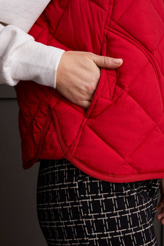 alt view 4 - QUILTED A-LINE PUFFER VEST-Scarlet