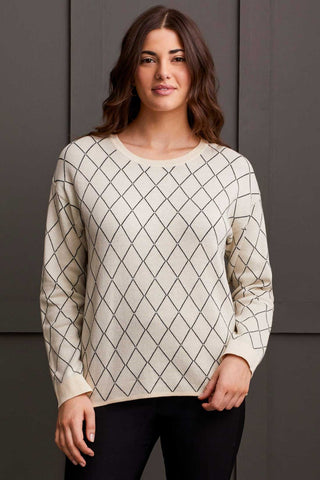 alt view 1 - REVERSIBLE COTTON CREW NECK SWEATER-Moonstone