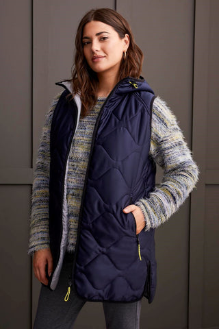 alt view 3 - REVERSIBLE HOODED PUFFER VEST WITH HI-LOW HEM-Night sky