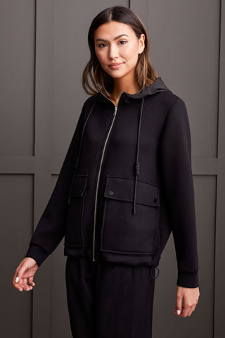 alt view 1 - SCUBA KNIT HOODED JACKET-Black