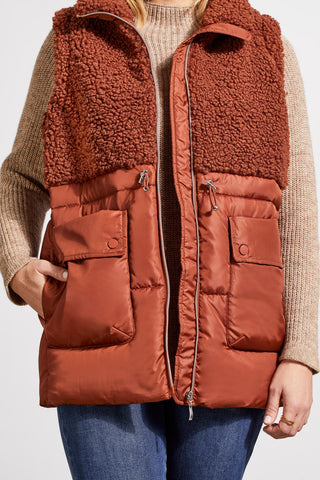 alt view 3 - SHERPA AND NYLON COMBO VEST-Marsala