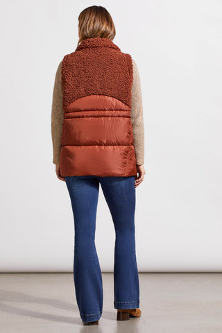 alt view 4 - SHERPA AND NYLON COMBO VEST-Marsala