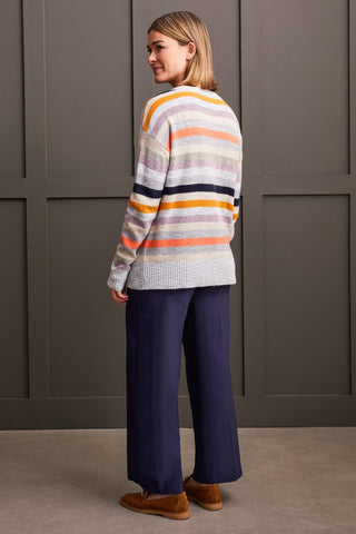 alt view 4 - SOFT YARN STRIPED CREW NECK SWEATER-Orchid