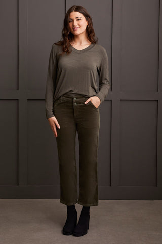 alt view 1 - STRETCH CORDUROY STRAIGHT LEG PANTS-Spinach