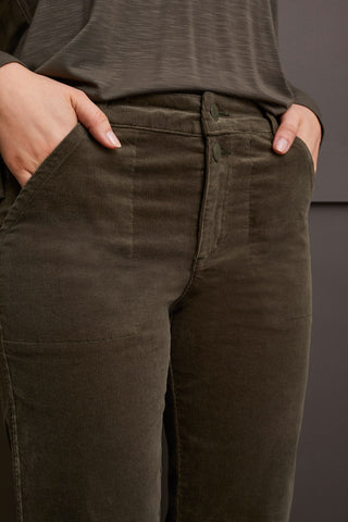 alt view 2 - STRETCH CORDUROY STRAIGHT LEG PANTS-Spinach