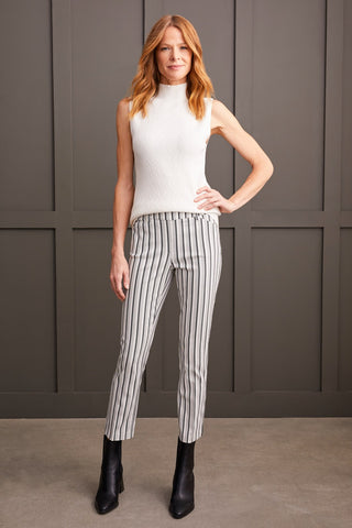 alt view 1 - STRIPPED PULL-ON ANKLE PANT-Moonstone